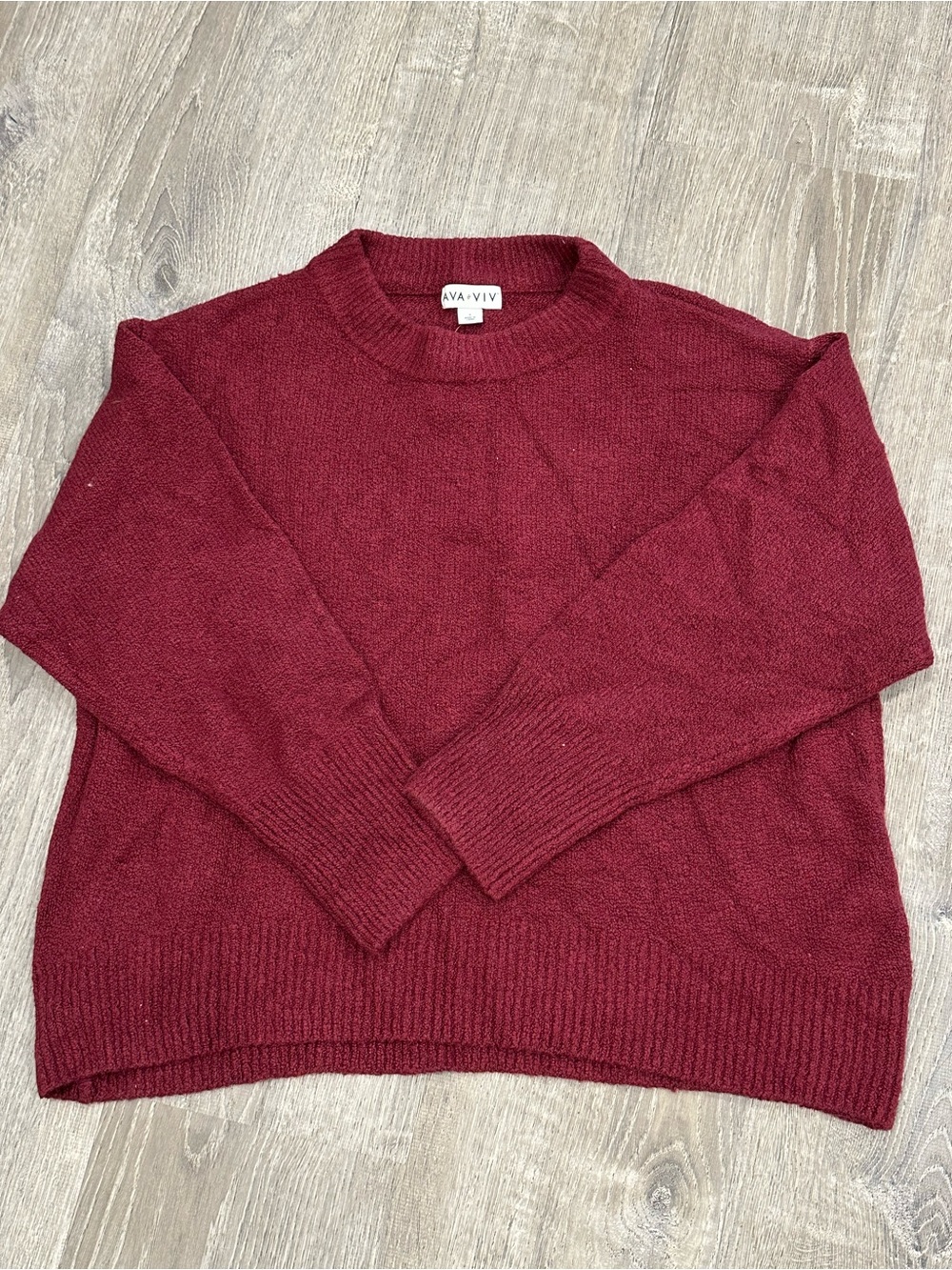 Ava & Viv Women's Crewneck Sweater in Burgundy